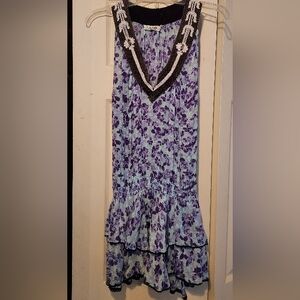 Poupette St Barth Sleeveless Tier Ruffled Floral Fairy Whimsigoth Tunic  READ